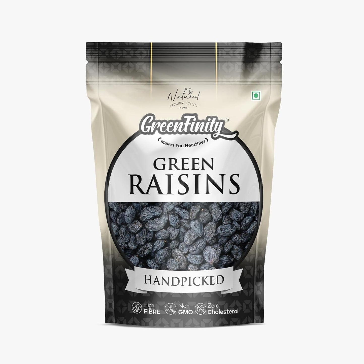 GreenFinity Premium Afghani Seedless Black Raisins - 1Kg