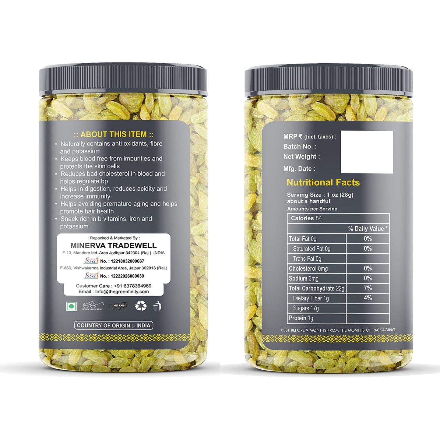 GreenFinity Premium Dry Fruits Combo Pack | Almonds, Cashews, Pistachios & Green Raisins | 200g Each | Healthy Snacks & Corporate Gifting