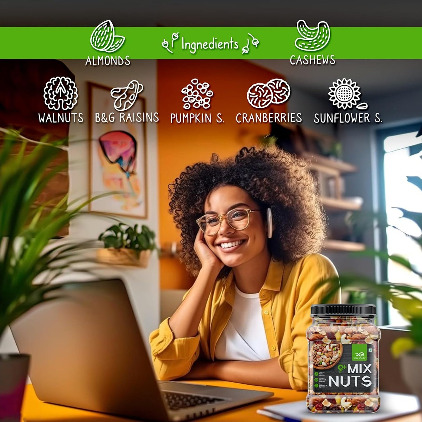 GreenFinity Healthy Nutmix  - 500g (Pack of 2)