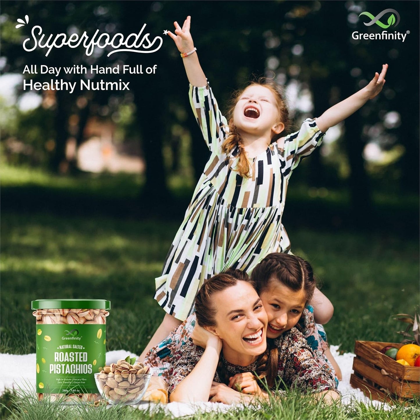 GreenFinity Fresh Whole Roasted Salted Pistachios 200g (Pack of 2)
