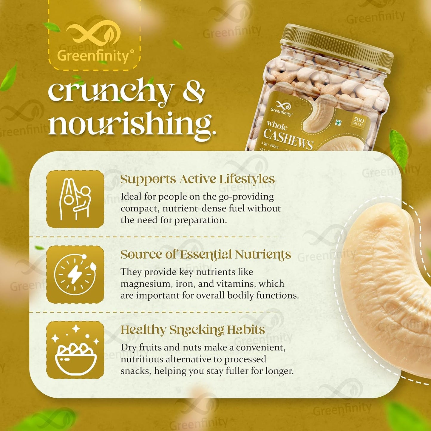 GreenFinity Premium Cashew Nuts 500g