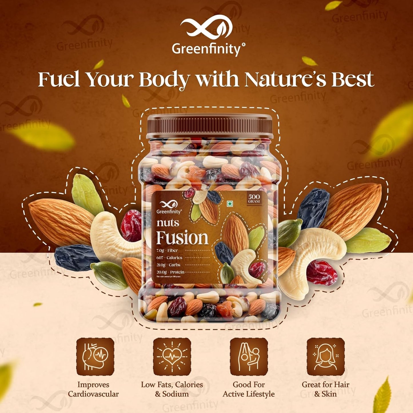 GreenFinity Premium Mixed Dry Fruits & Nuts (500g)