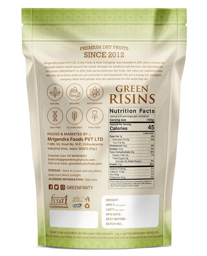GreenFinity Premium Seedless Green Raisins 1kg