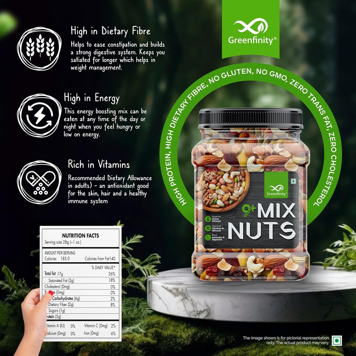 GreenFinity Healthy Nutmix  - 500g (Pack of 2)