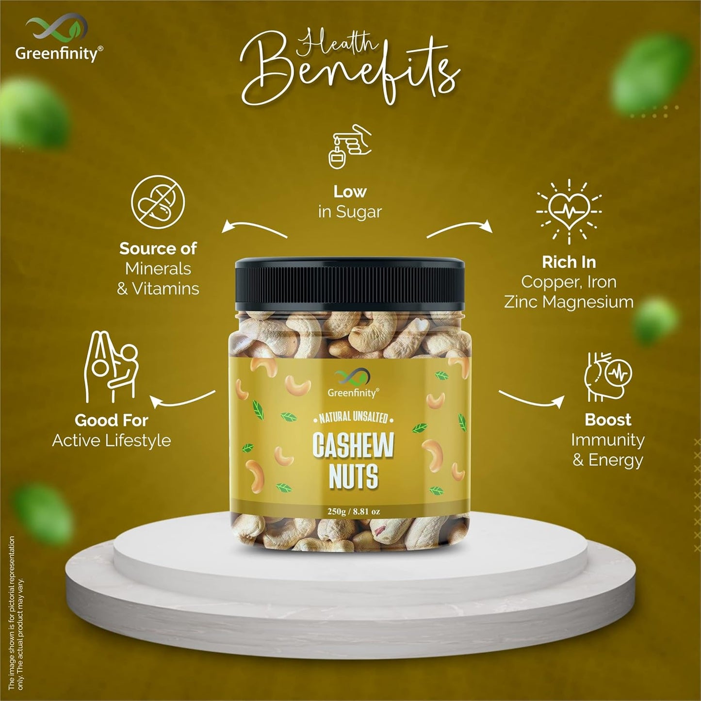 GreenFinity Premium Dry Fruit Combo (1kg)  ||  Almonds, Cashews, Pista, Raisin (250g -Pack of 4)