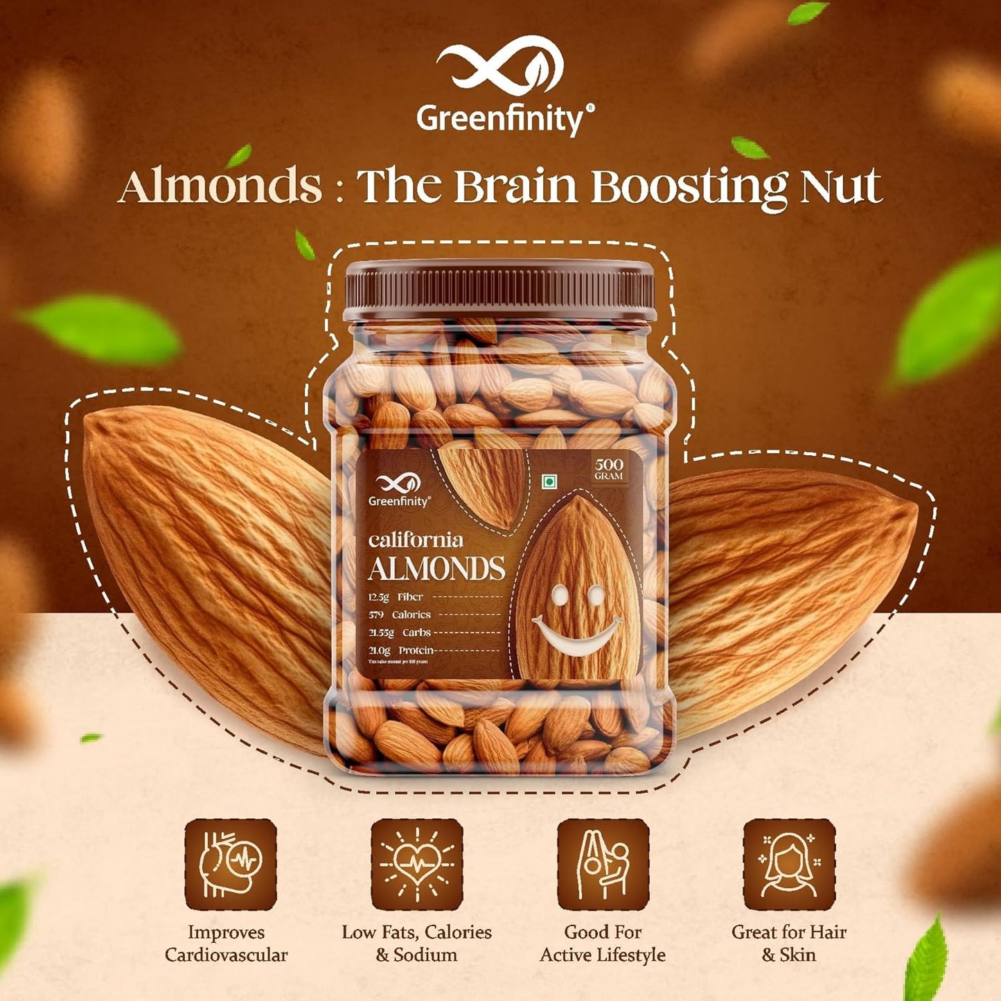 GreenFinity Fresh Almonds 500g
