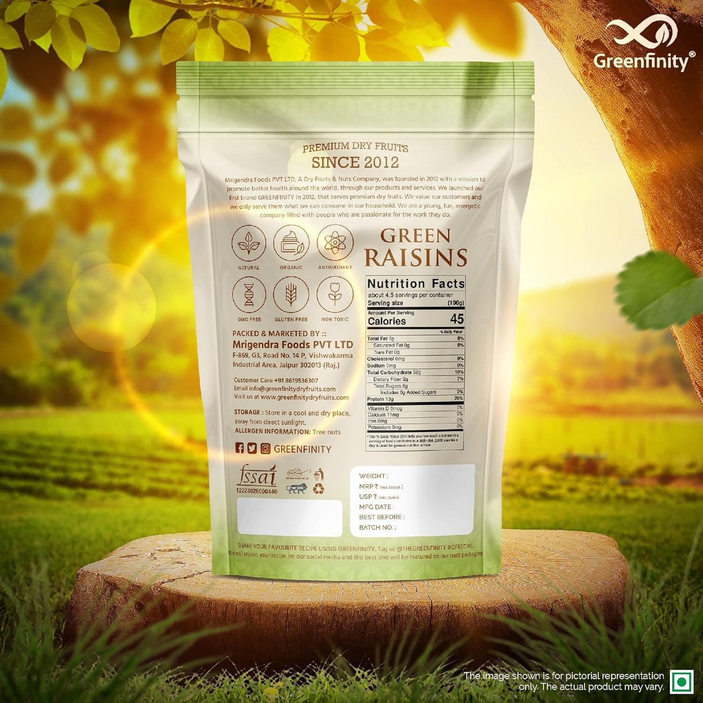 GreenFinity Premium Seedless Green Raisins 1kg