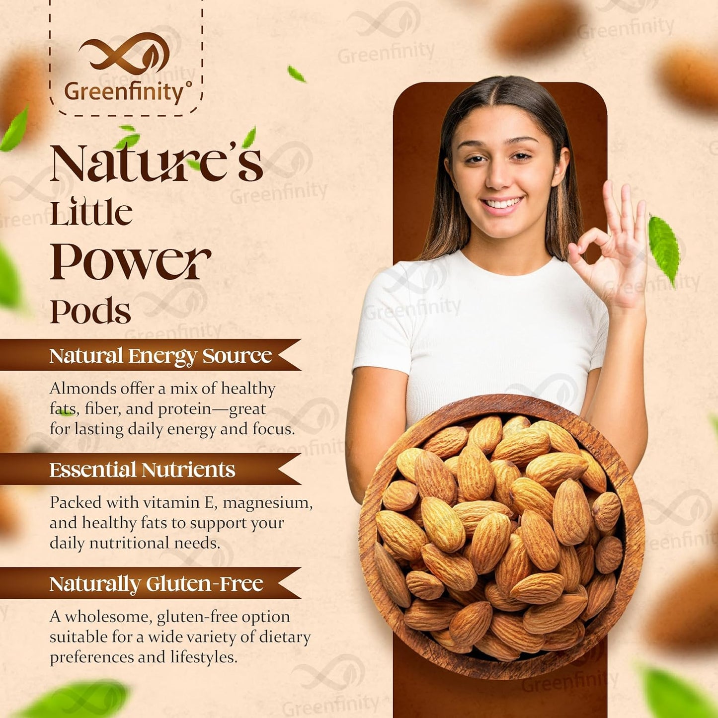 GreenFinity Almonds & Cashews 200g 100% Natural Healthy Snack, Gourmet Dry Fruits Gift Pack