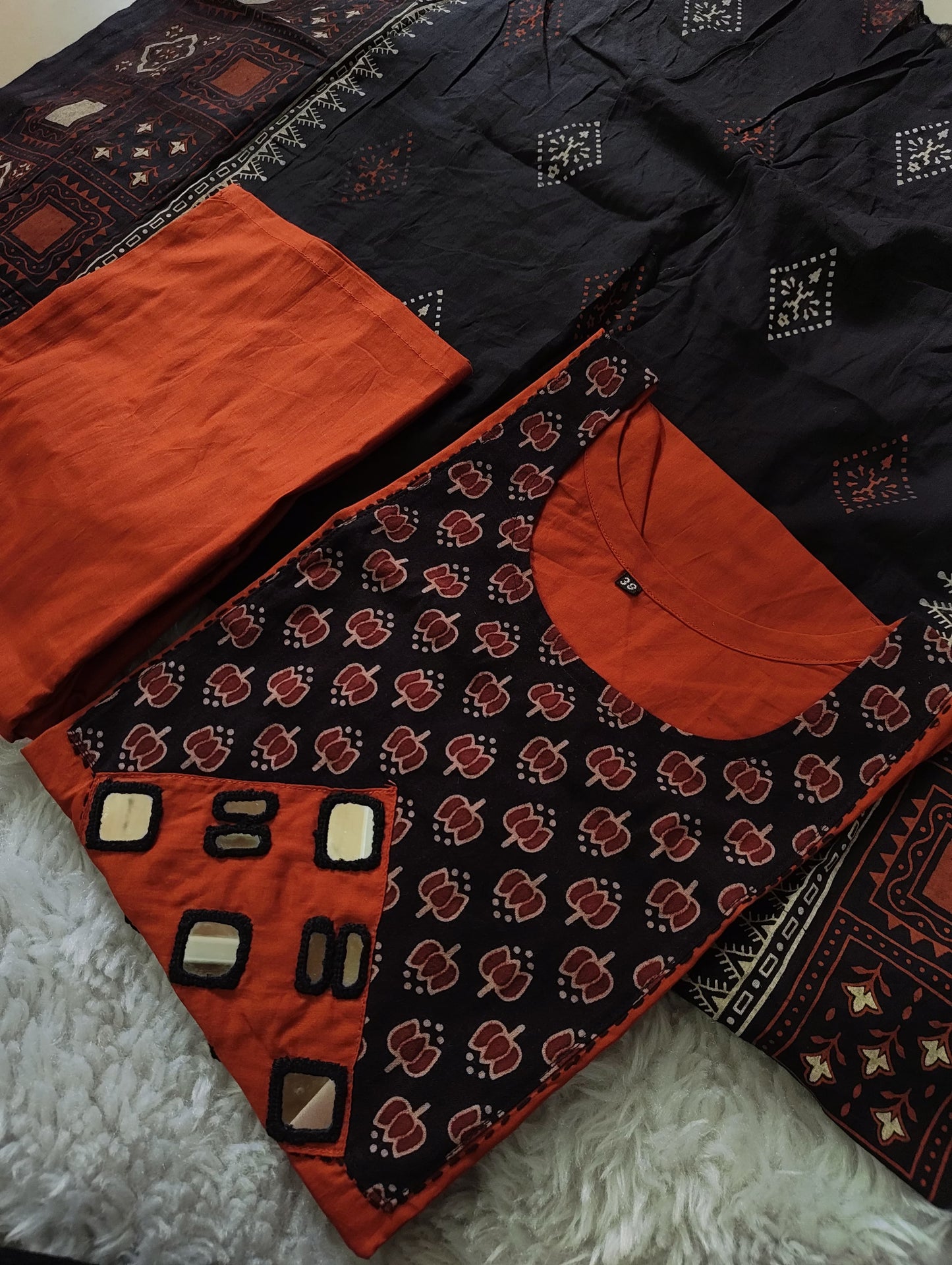 Dhabhu Cotton 3pc Mirror Work