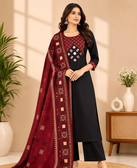 Dhabhu Cotton 3pc Mirror Work