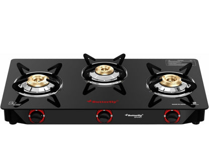 Butterfly Smart 3 Burner Glass Top Gas Stove