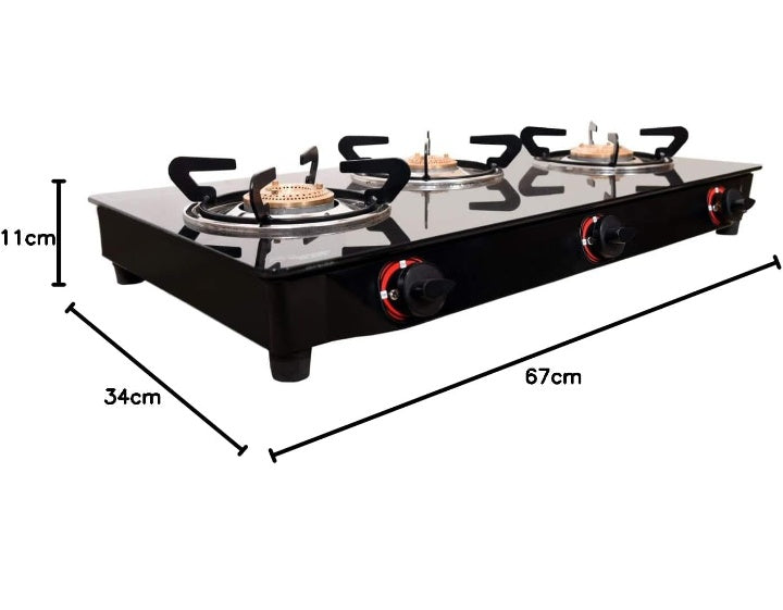 Butterfly Smart 3 Burner Glass Top Gas Stove